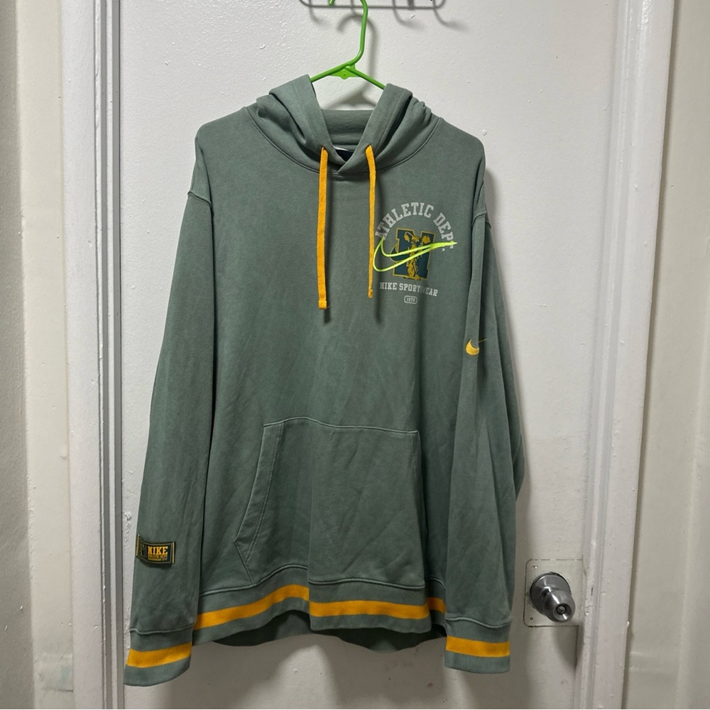 Nike Sweatshirt Mens Club Fleece Pullover Hoodie Sage‎ University Green Sz xl